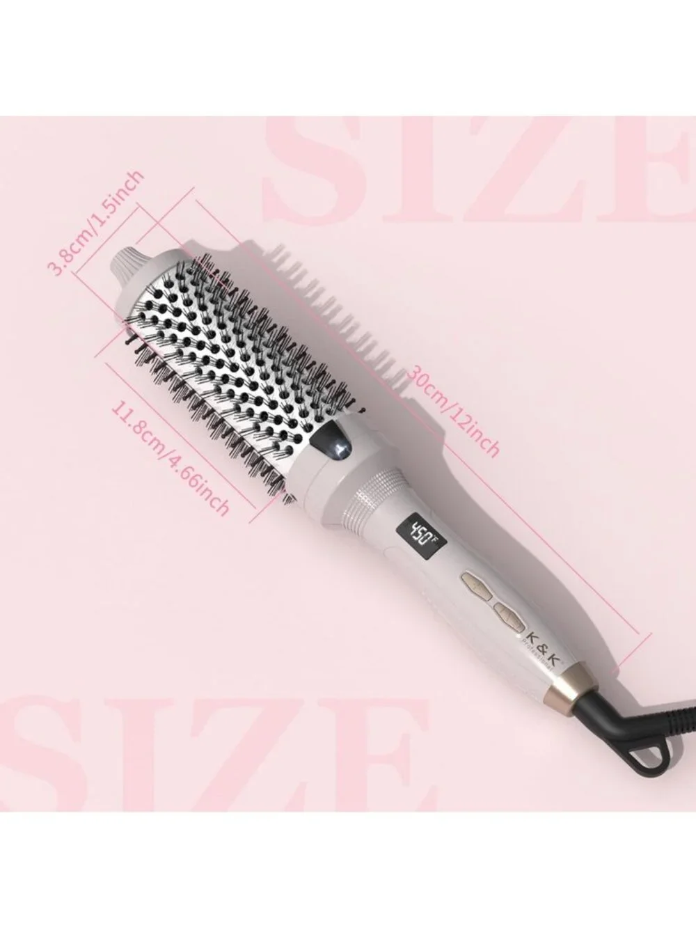 2-in-1 Heated Round Brush Volumizer & Straightener - 1.5 Inch Blowout Tool
